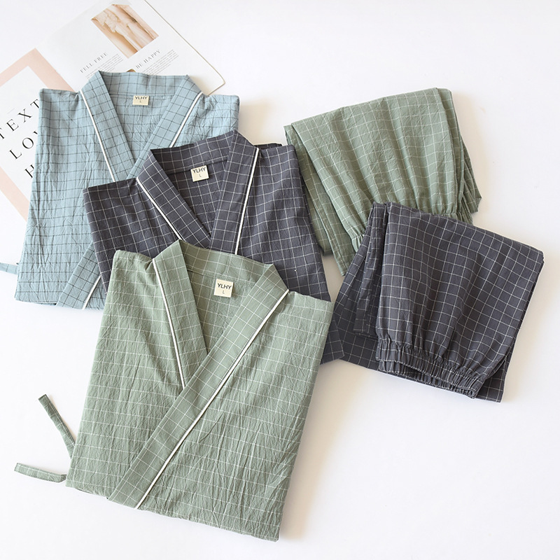 일본식 기모노, 면 거즈, 봄, 가을 남성용 체크무늬  - Kimono Yukata Cotton 리뷰 및 가격